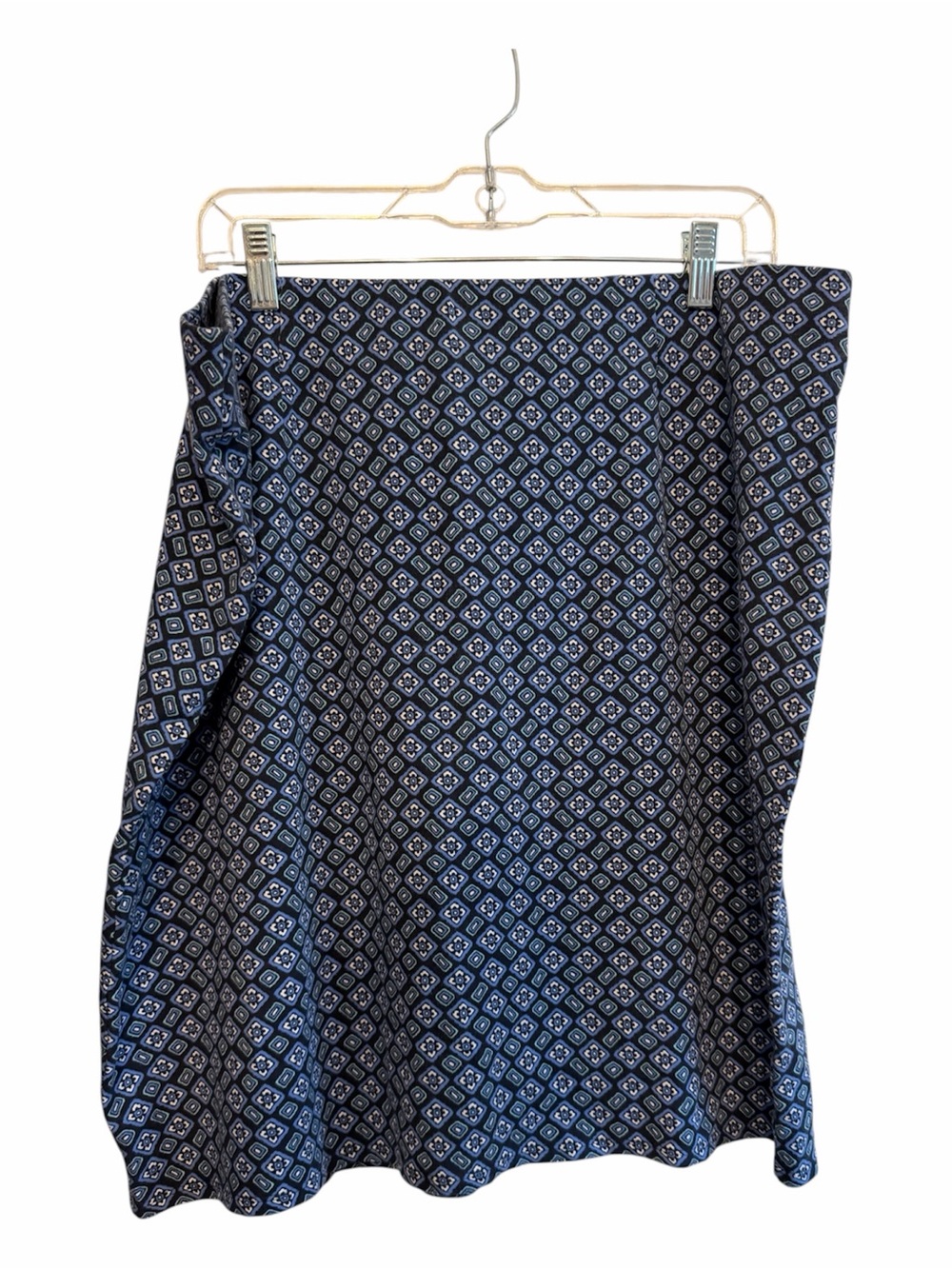 J. Jill Navy and White Geometric A-Line Skirt